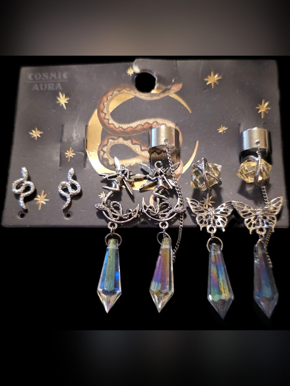 Iridescent Crystal Drop Earring Set